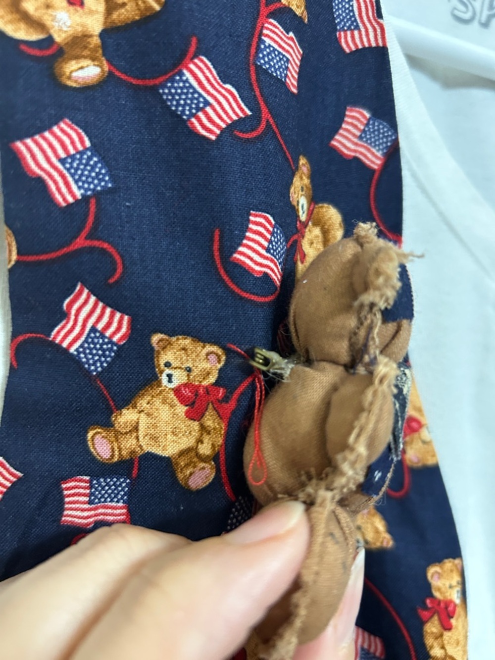 111 Main Teddy Bear American Flag Print Vest Vintage bundle w Tee Shirt and Pin - Picture 5 of 13